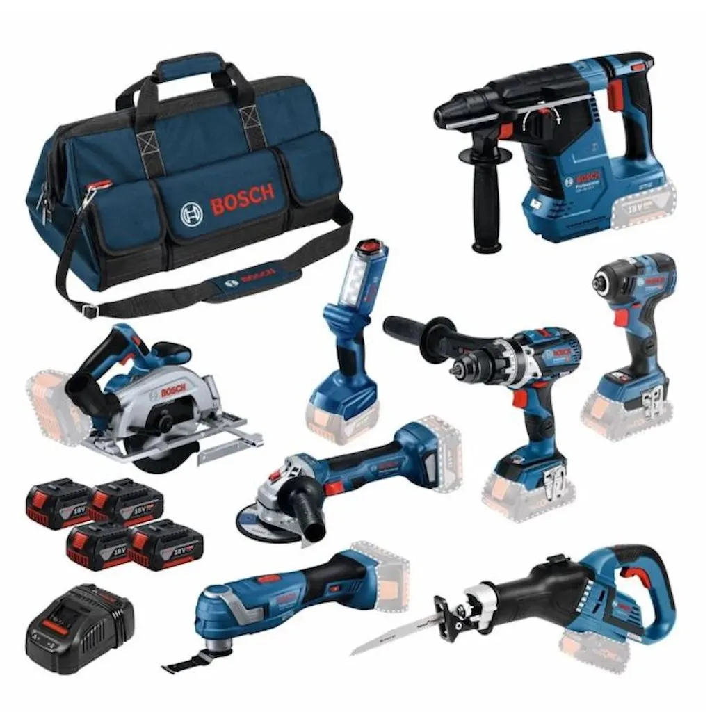 Kit Bosch Professional 8 Outils 18V + 4 Batteries ProCORE 5 Ah + L-BOXX