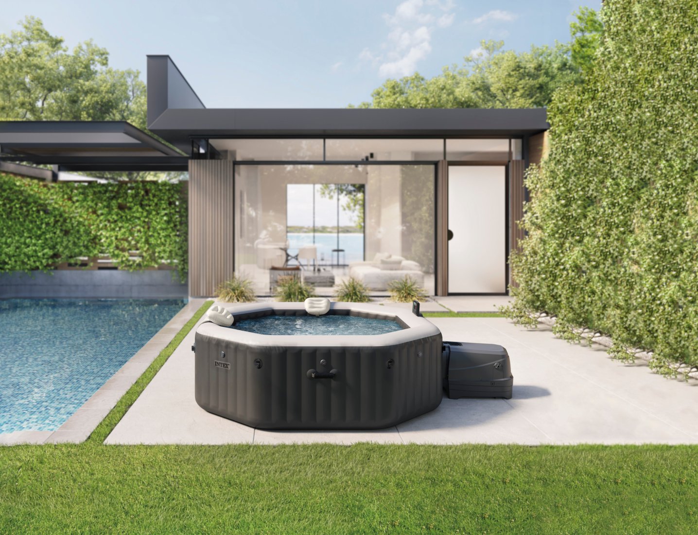 Spa gonflable Intex Jet & Bubble Deluxe Ø218 cm — 6 places · Octogonal · 140 jets