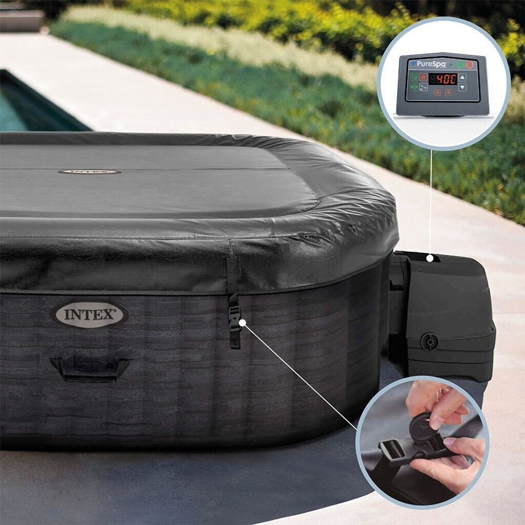 Spa gonflable Intex Greystone Deluxe 173x173 cm — 4 places · Carré · Effet pierre
