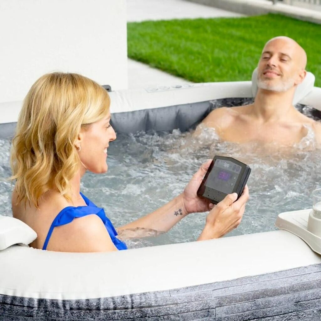Spa gonflable Intex Greystone Deluxe 173x173 cm — 4 places · Carré · Effet pierre