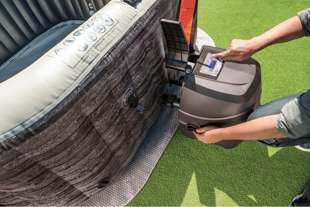 Spa gonflable Intex Greystone Deluxe 173x173 cm — 4 places · Carré · Effet pierre