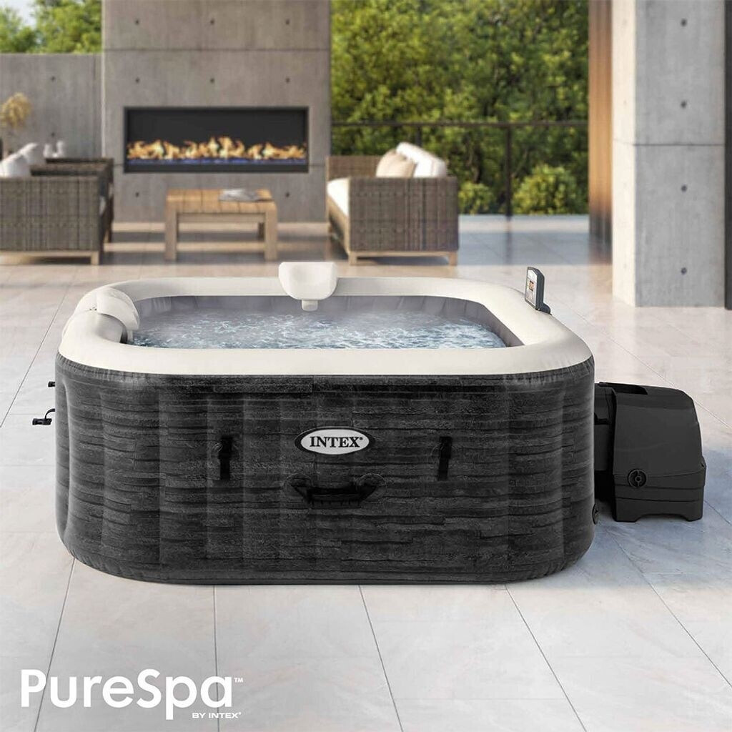 Spa gonflable Intex Greystone Deluxe 173x173 cm — 4 places · Carré · Effet pierre
