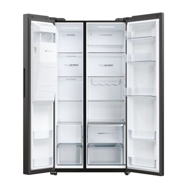 Haier SBS 90 Series 5 HSW59F18EIPT — Réfrigérateur Américain 601L · No Frost · Distributeur Eau & Glace · hOn WiFi · Noir Mat