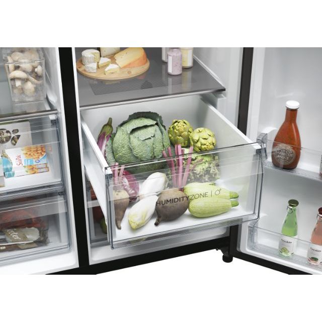 Haier SBS 90 Series 5 HSW59F18EIPT — Réfrigérateur Américain 601L · No Frost · Distributeur Eau & Glace · hOn WiFi · Noir Mat