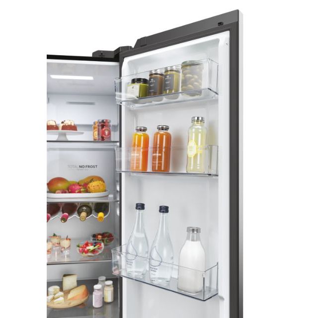 Haier SBS 90 Series 5 HSW59F18EIPT — Réfrigérateur Américain 601L · No Frost · Distributeur Eau & Glace · hOn WiFi · Noir Mat