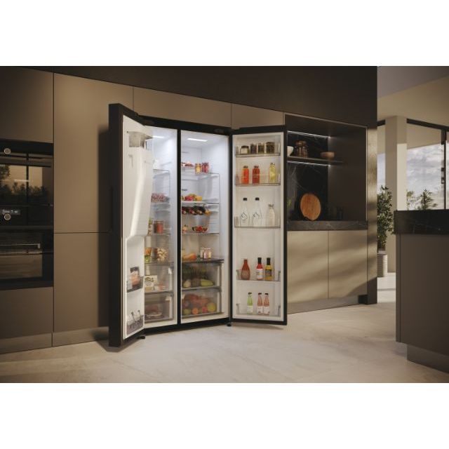 Haier SBS 90 Series 5 HSW59F18EIPT — Réfrigérateur Américain 601L · No Frost · Distributeur Eau & Glace · hOn WiFi · Noir Mat