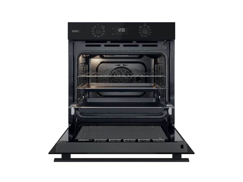 Whirlpool OMSR58RU1SB Steam+ — Four Encastrable Vapeur 71L · 10 Modes · Pyrolyse + Hydrolyse · Cuisson 3 Niveaux · Soft-Close · Noir