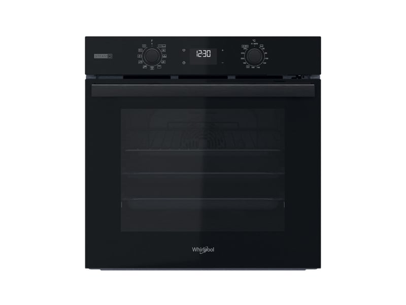 Whirlpool OMSR58RU1SB Steam+ — Four Encastrable Vapeur 71L · 10 Modes · Pyrolyse + Hydrolyse · Cuisson 3 Niveaux · Soft-Close · Noir