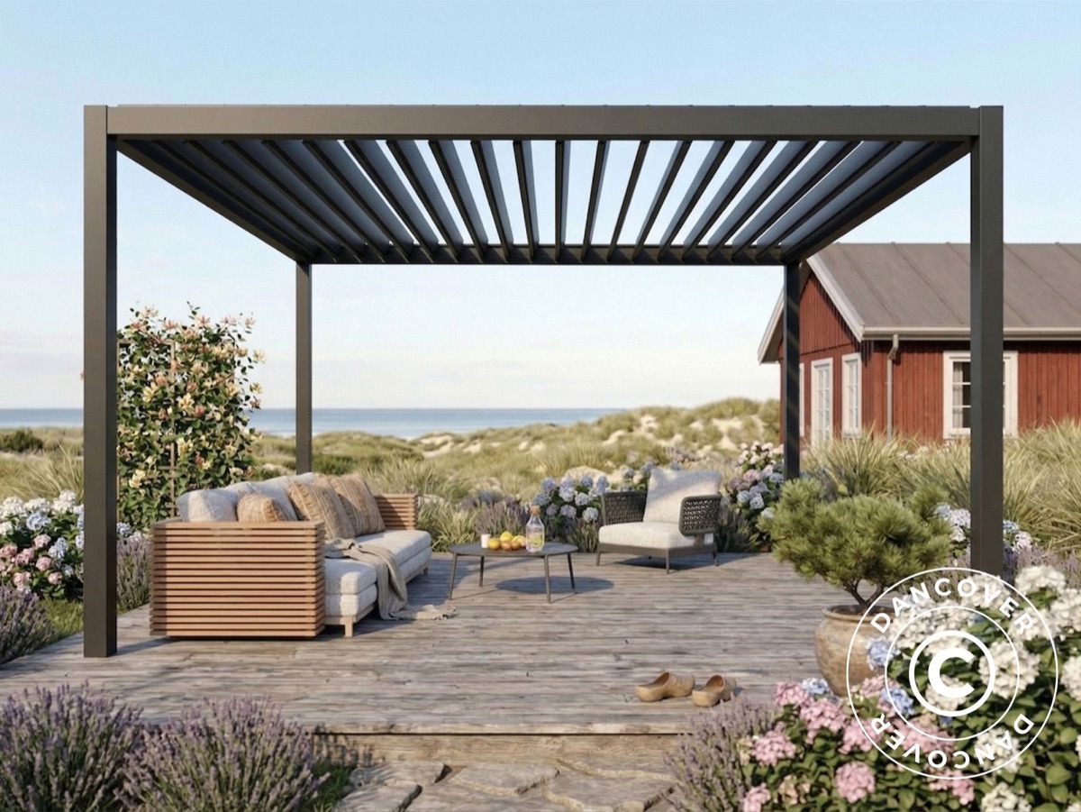 Pergola Bioclimatique San Pablo Steel S80 — 3×4 m Noir avec Lames Orientables Motorisées
